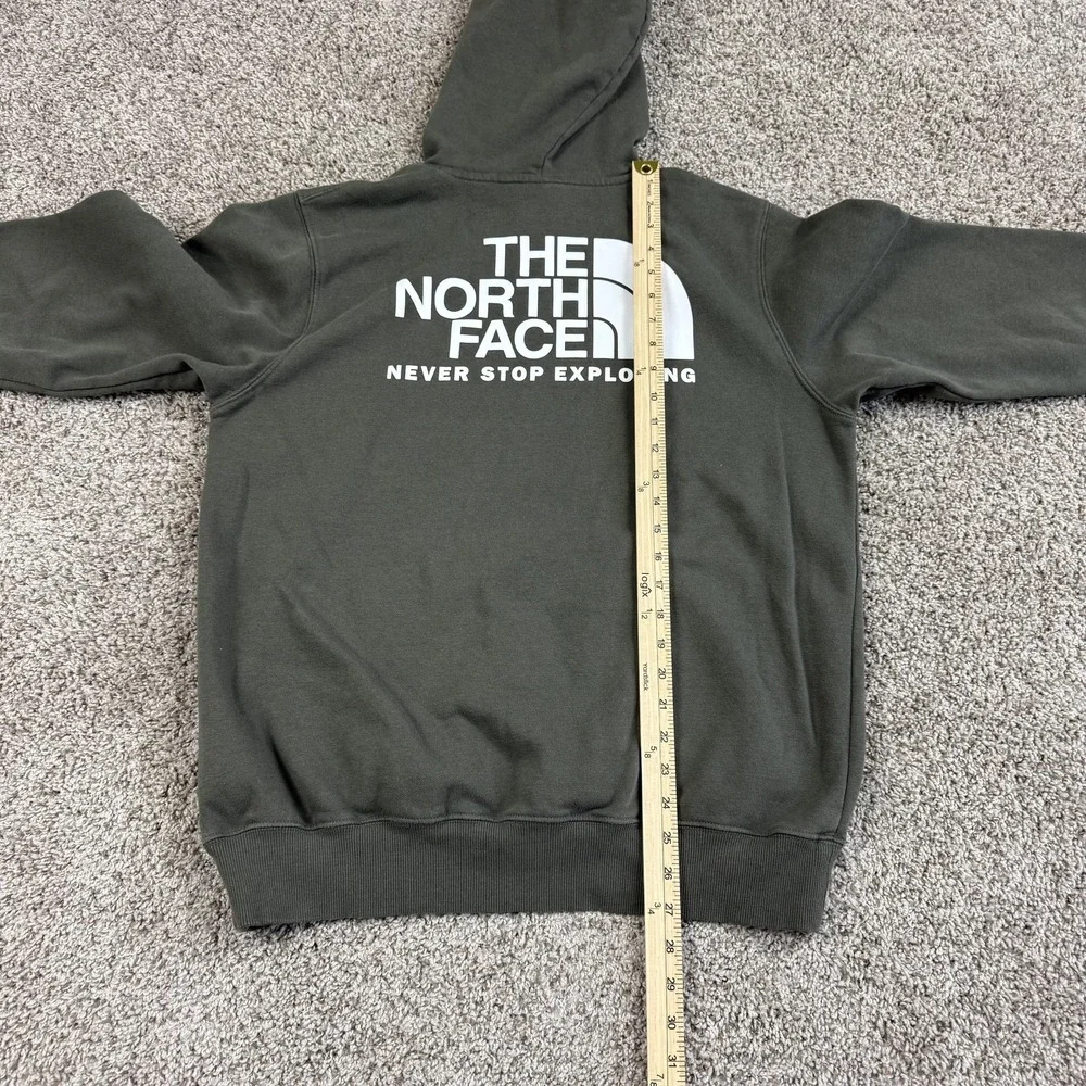 The North Face Hoodie Mens Medium Green Pullover Fleece Sweatshirt Big Logo